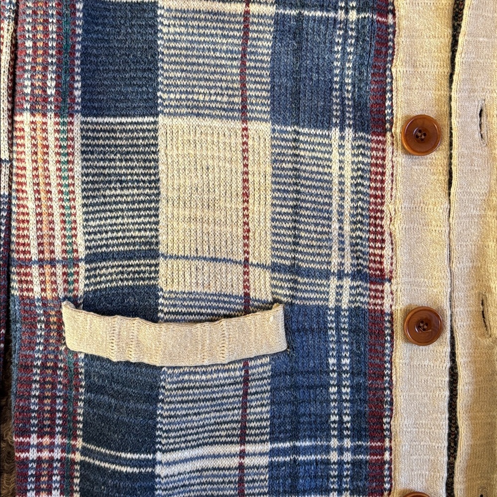 J. Crew Red White and Blue Americana Plaid Cotton Cardigan XS - Picture 3 of 4